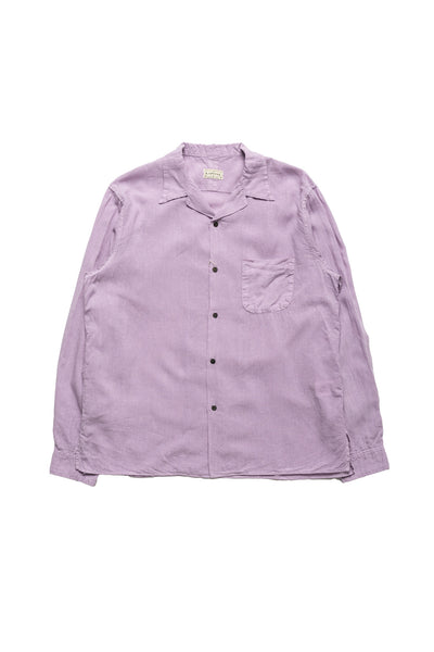 Soft Linen Open Collar Shirt - Lavender