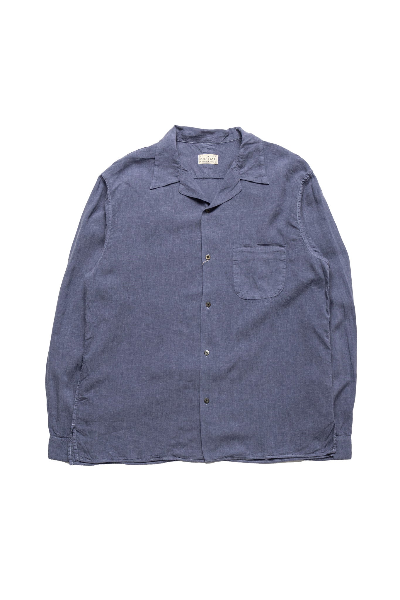Soft Linen Open Collar Shirt - Grey Purple