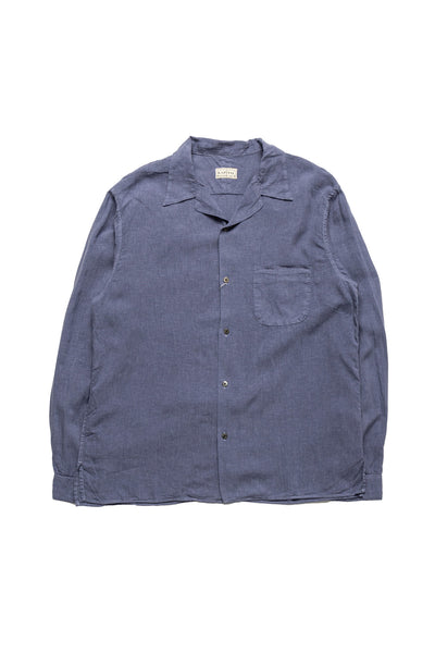 Soft Linen Open Collar Shirt - Grey Purple