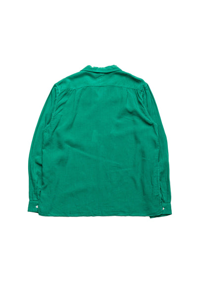 Soft Linen Open Collar Shirt - Green