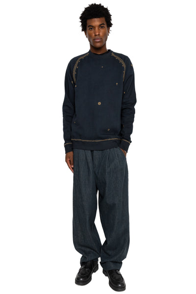 Pleated Trousers - Midnight Indigo