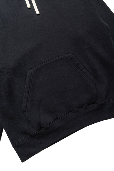 Sweat Pullover Hoodie Raised Back - Black