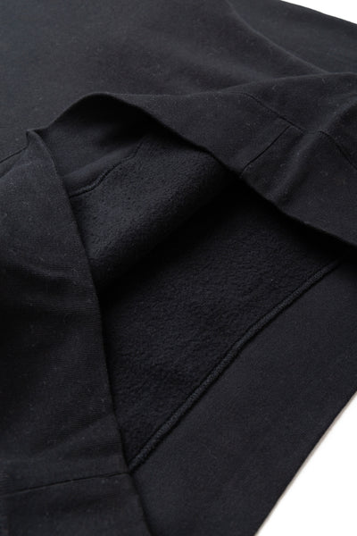 Sweat Pullover Hoodie Raised Back - Black