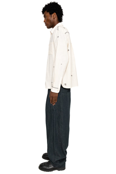 Hand Embroidered Shirt - Ecru