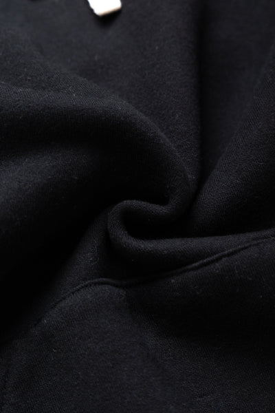 Sweat Pullover Hoodie Raised Back - Black