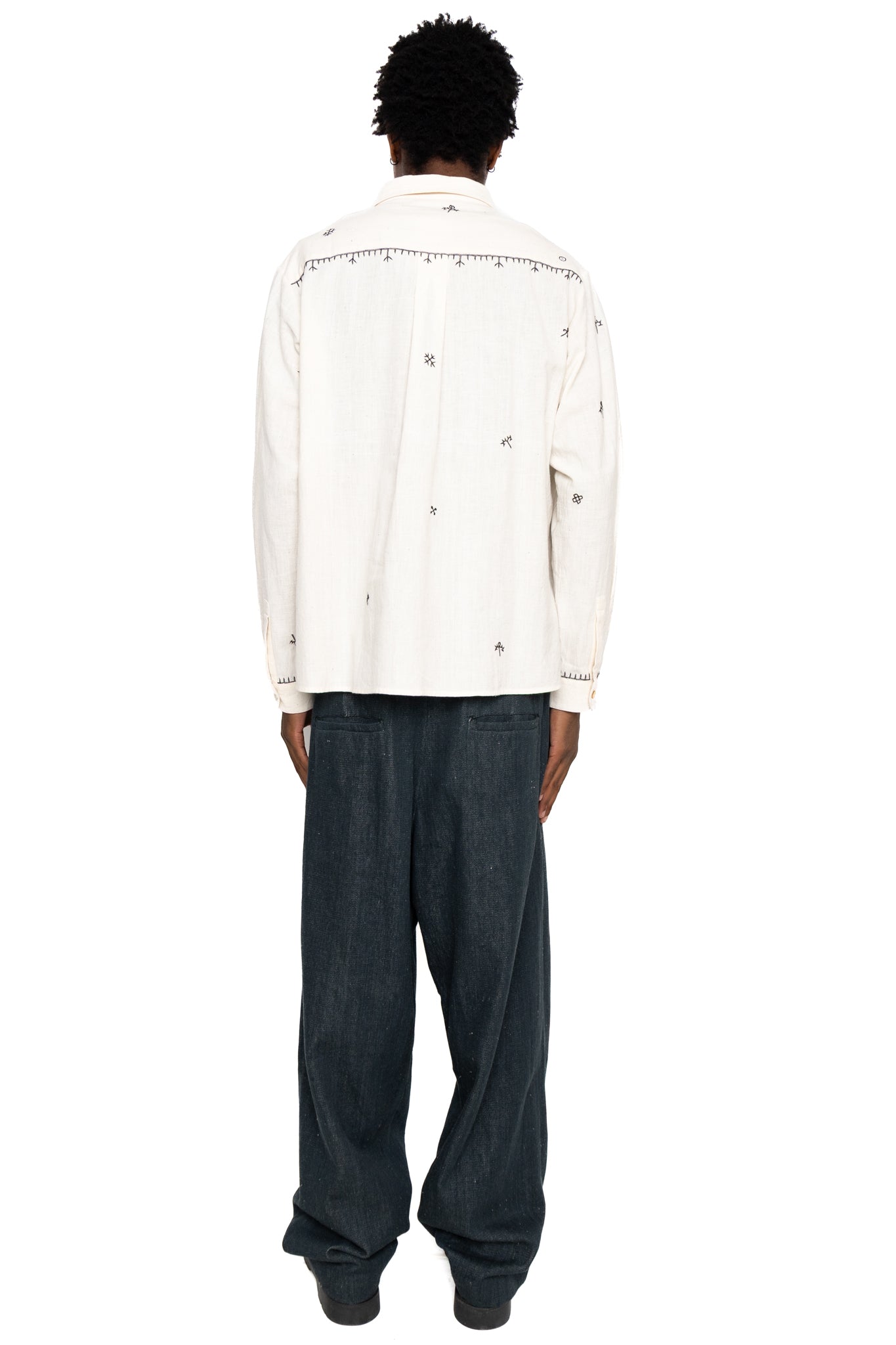 Hand Embroidered Shirt - Ecru
