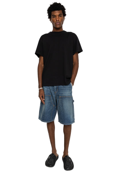 Double Knee Denim Work Shorts - Faded