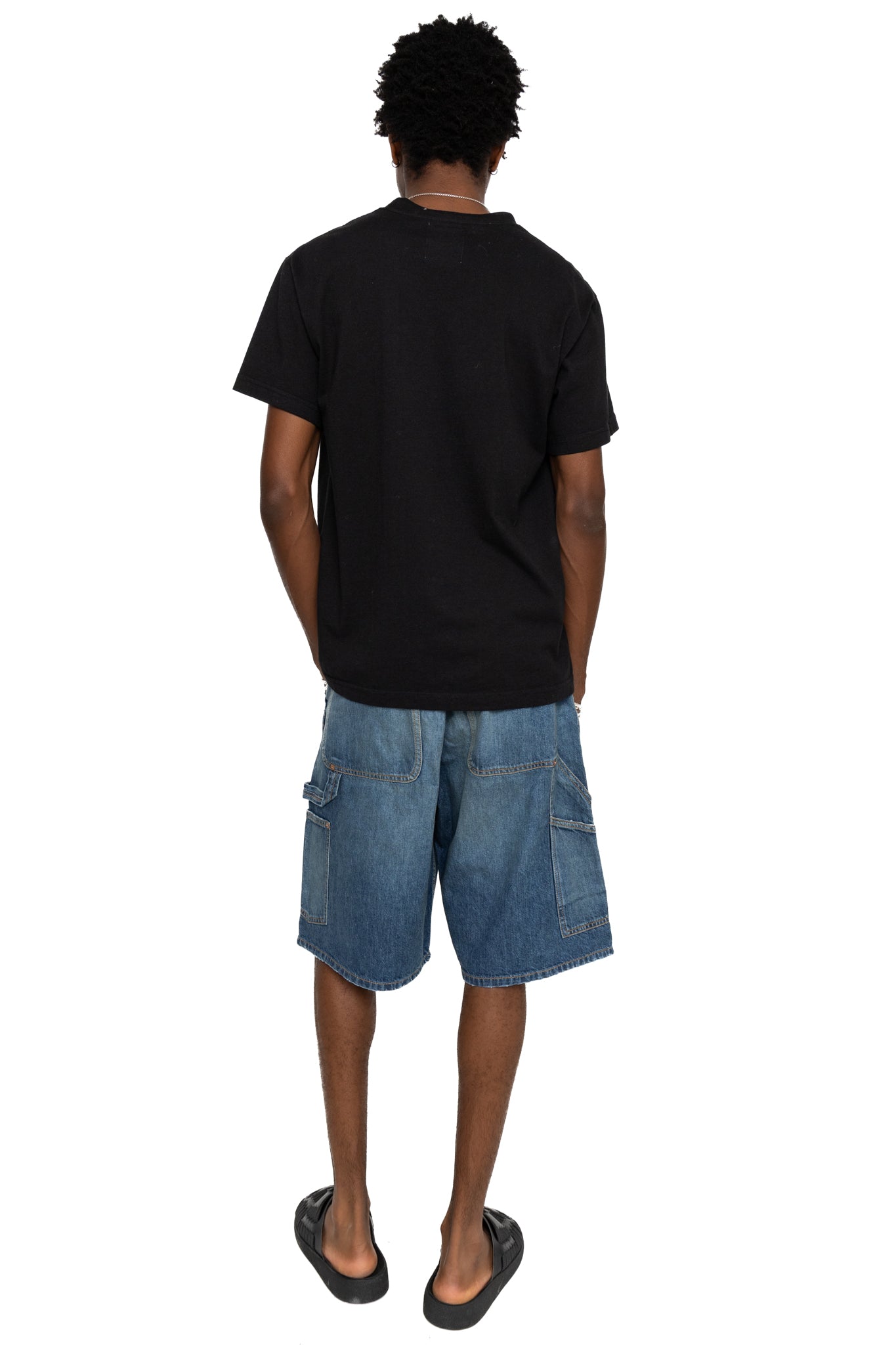 Double Knee Denim Work Shorts - Faded
