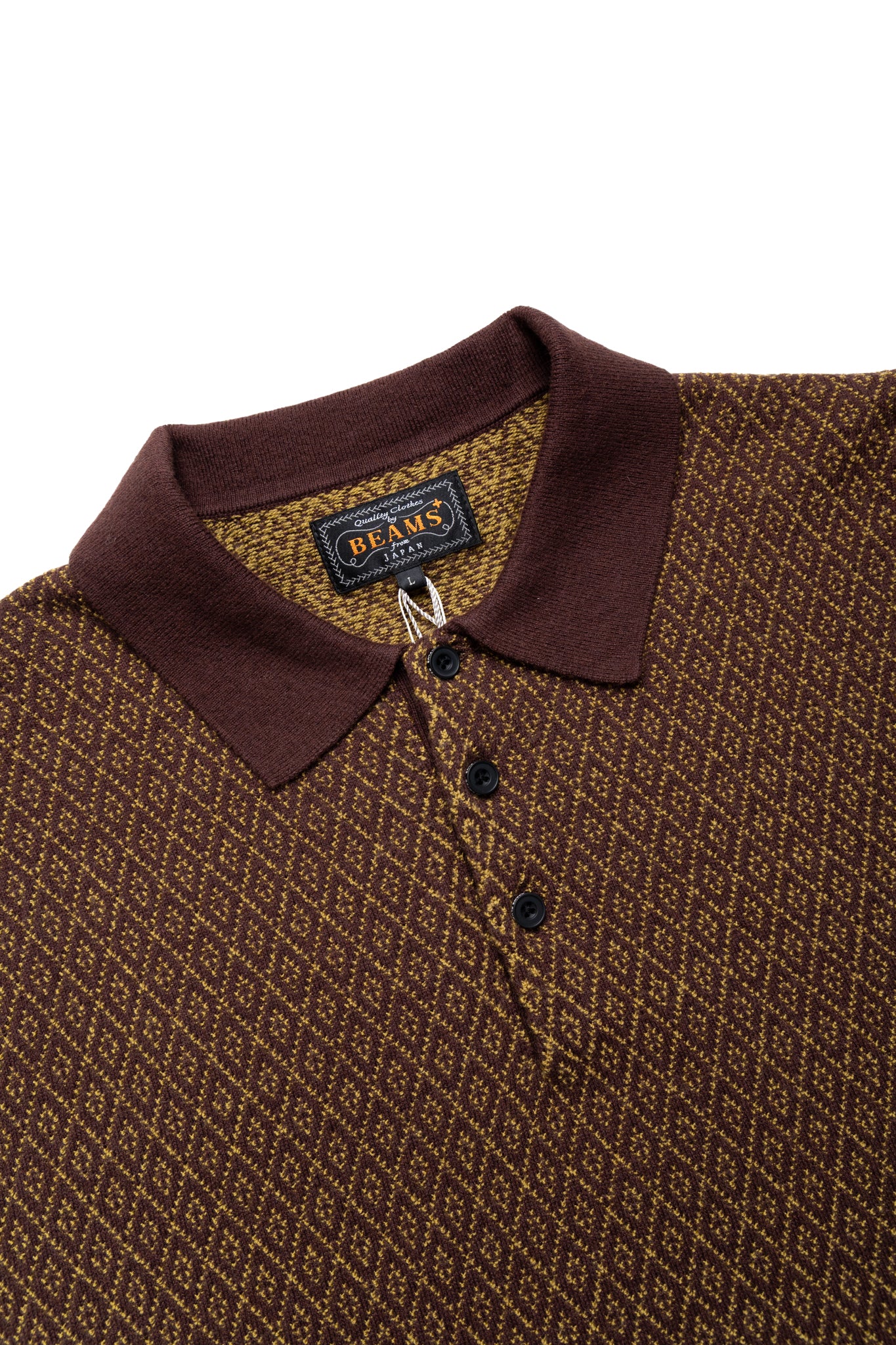 Knit Polo Diamond Pattern - Brown