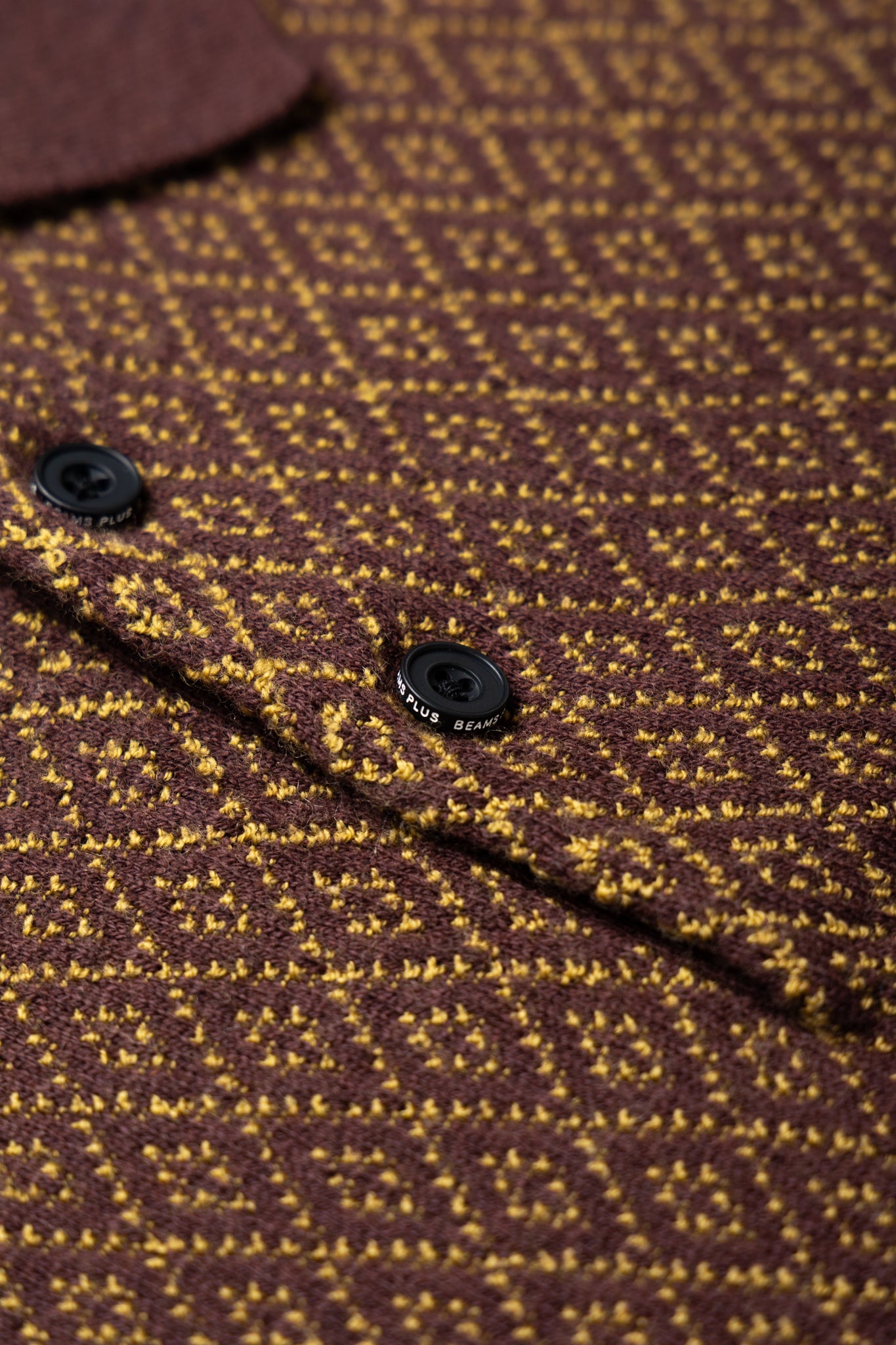 Knit Polo Diamond Pattern - Brown