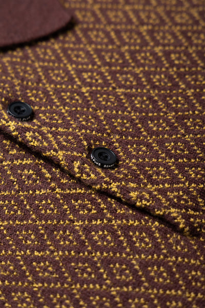 Knit Polo Diamond Pattern - Brown