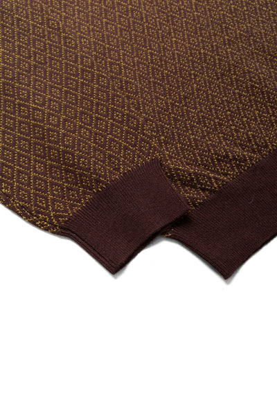 Knit Polo Diamond Pattern - Brown