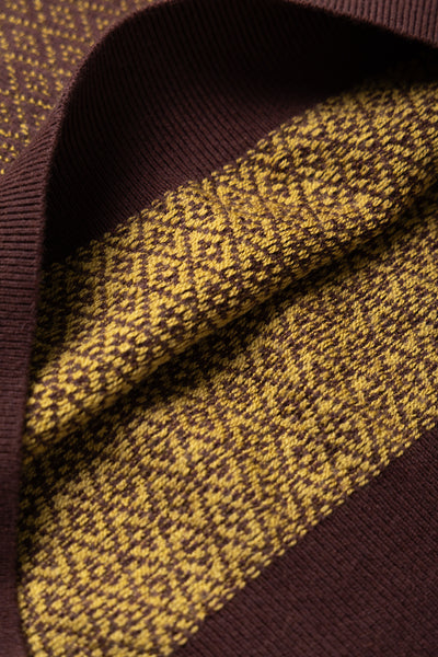 Knit Polo Diamond Pattern - Brown