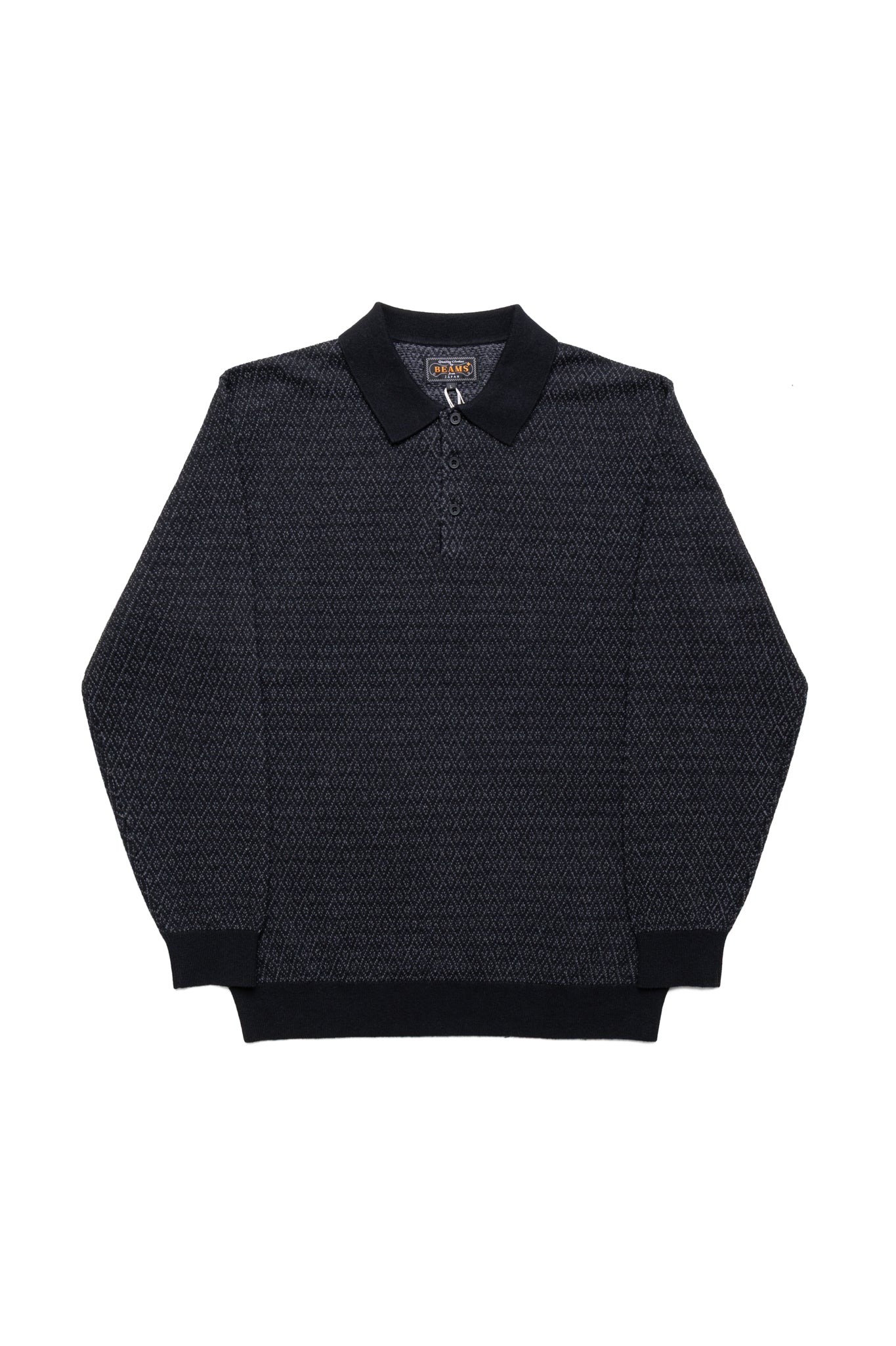 Knit Polo Diamond Pattern - Black