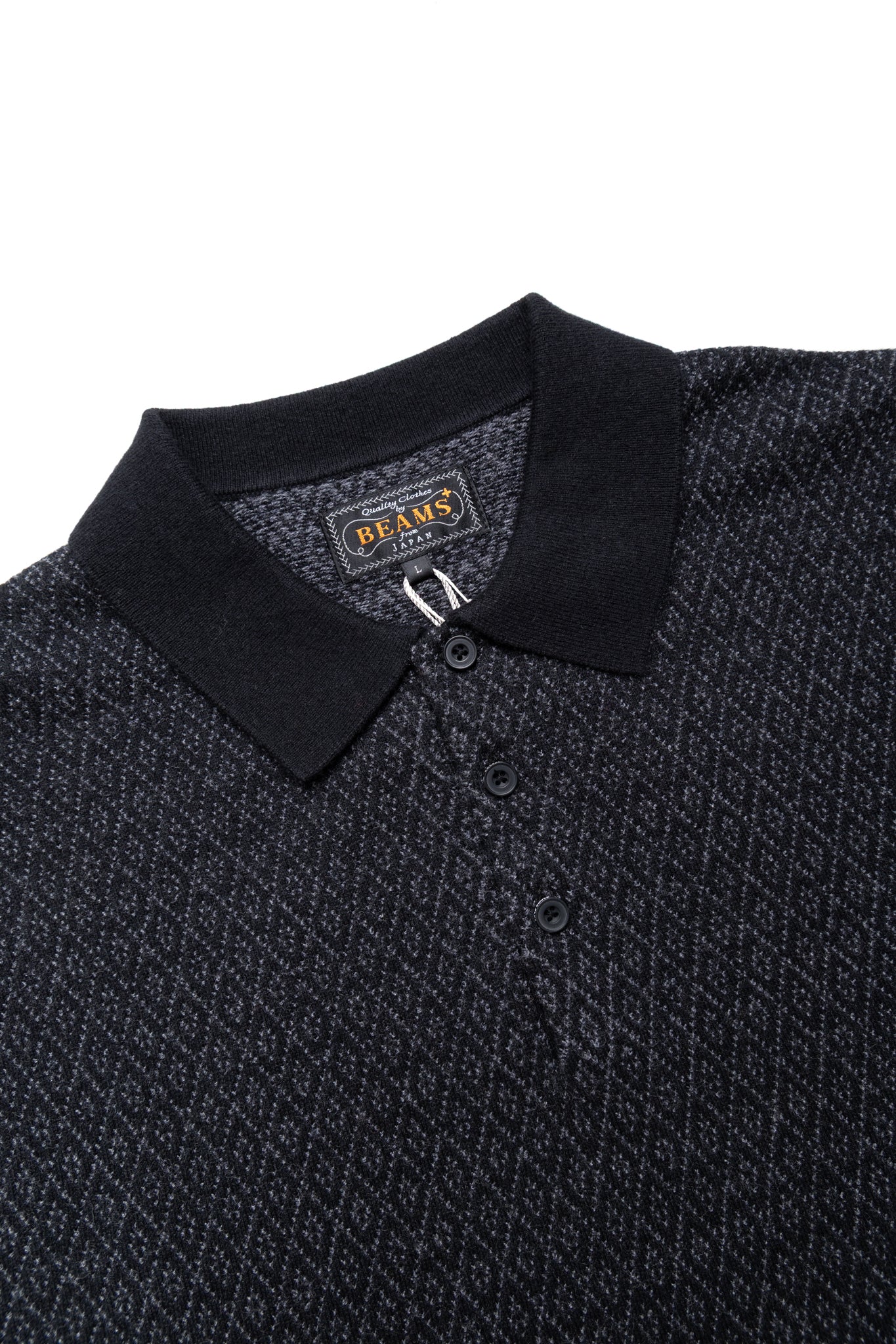 Knit Polo Diamond Pattern - Black