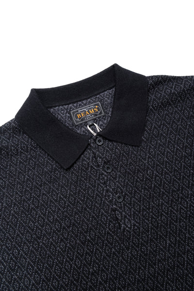 Knit Polo Diamond Pattern - Black
