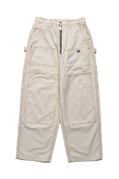 Light Canvas ZIPPER Wide LUMBER Pants - Ecru