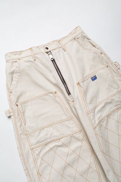 Light Canvas ZIPPER Wide LUMBER Pants - Ecru