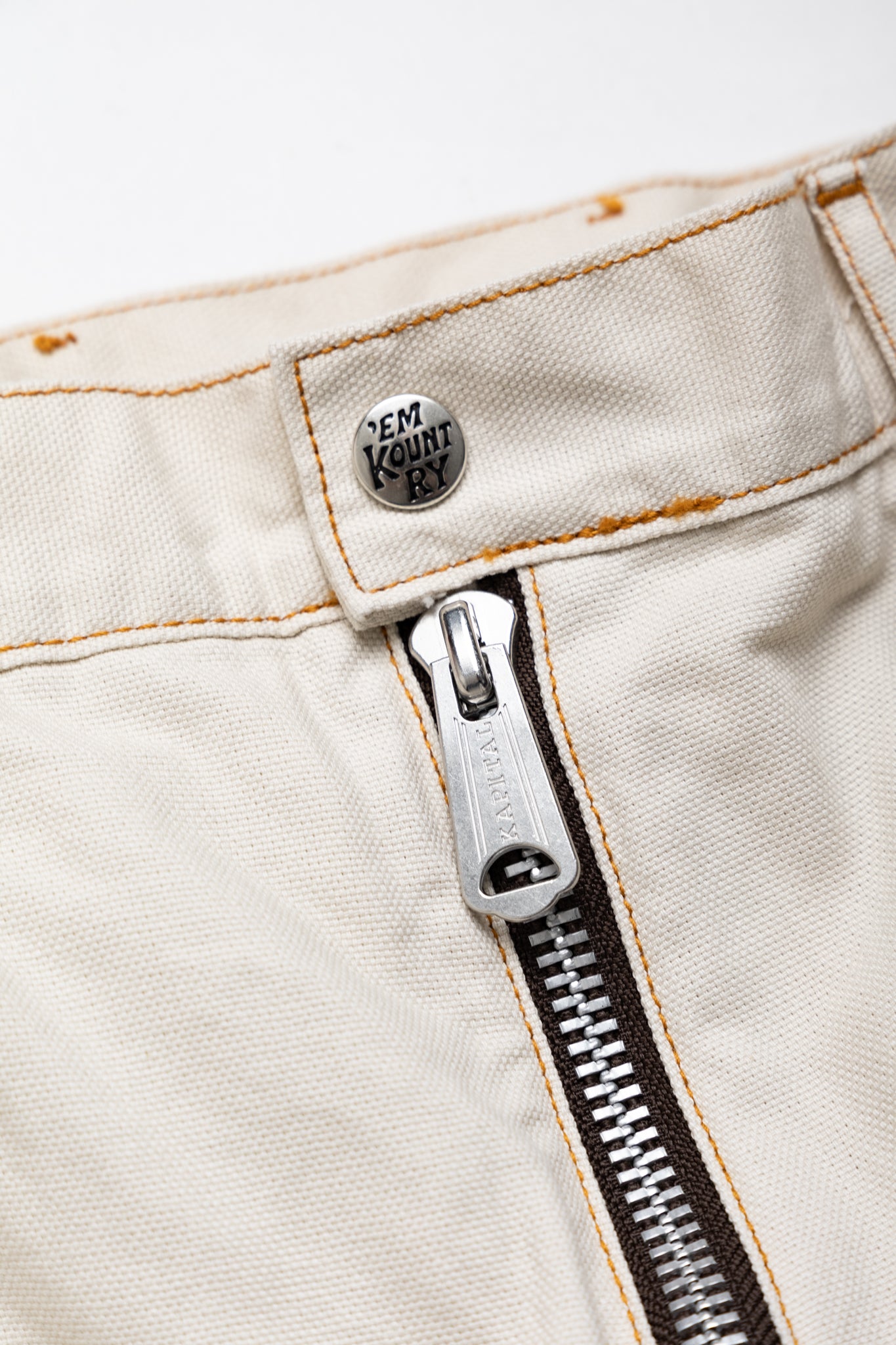 Light Canvas ZIPPER Wide LUMBER Pants - Ecru