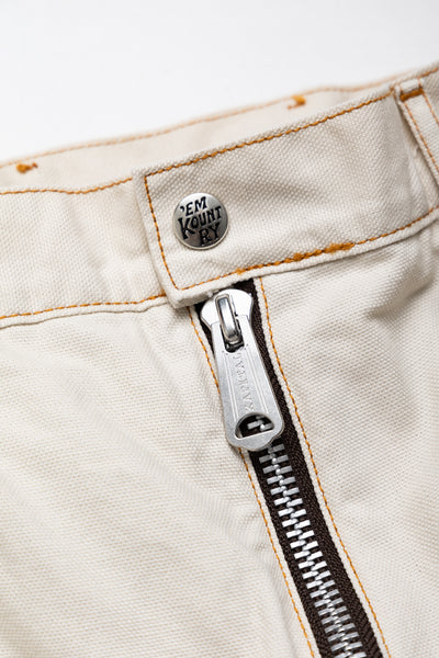 Light Canvas ZIPPER Wide LUMBER Pants - Ecru