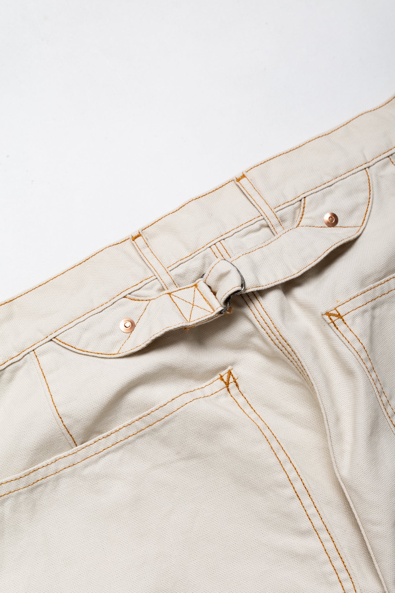 Light Canvas ZIPPER Wide LUMBER Pants - Ecru