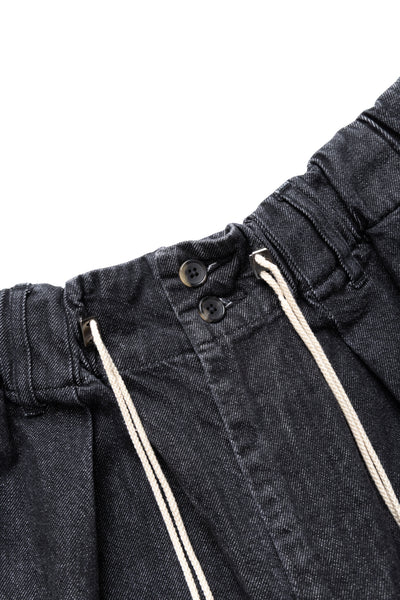 Circular Short Pants Denim Damaged - Black