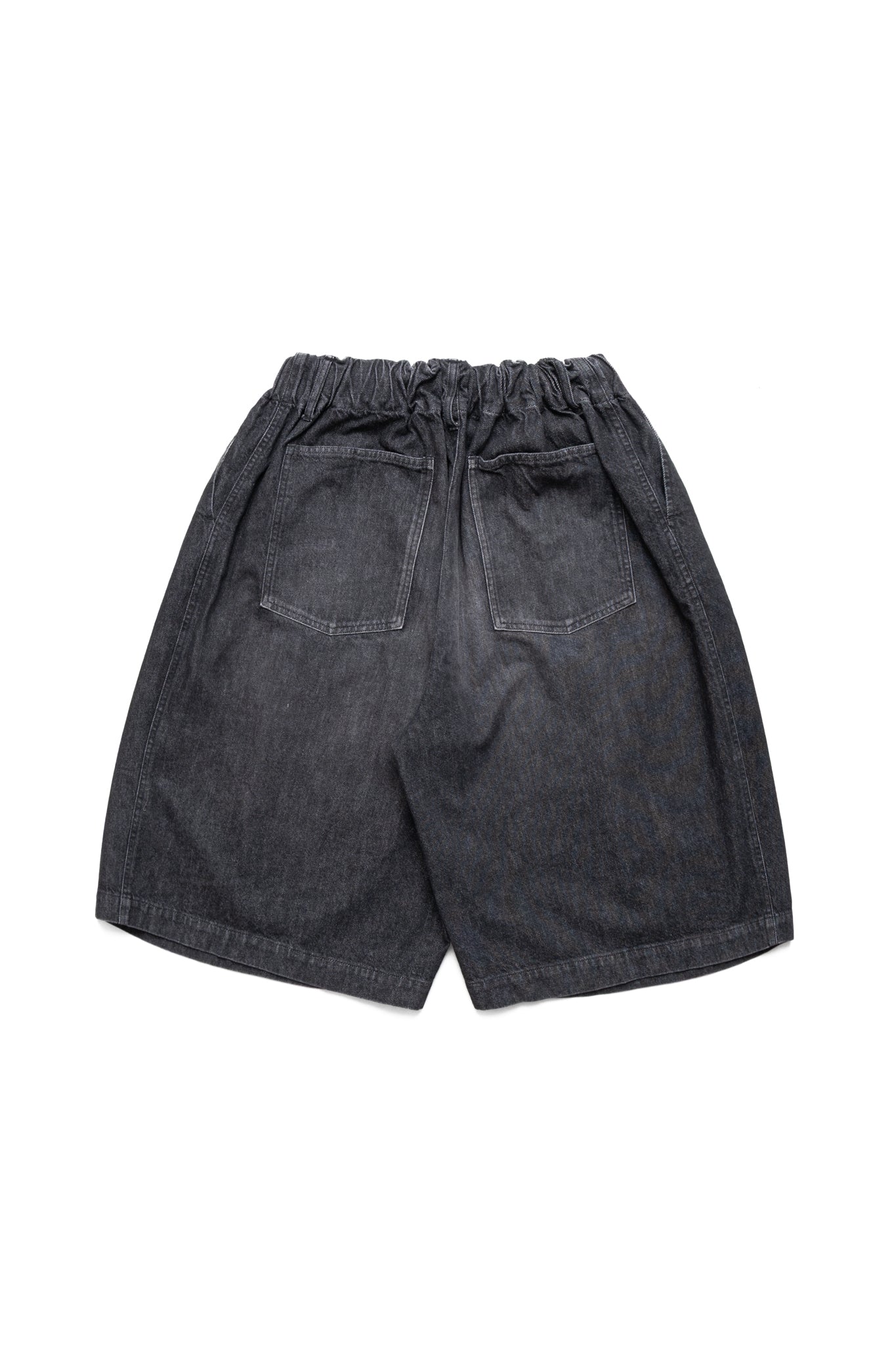 Circular Short Pants Denim Damaged - Black