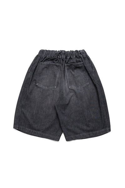 Circular Short Pants Denim Damaged - Black