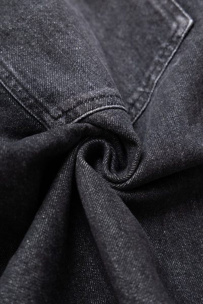 Circular Short Pants Denim Damaged - Black