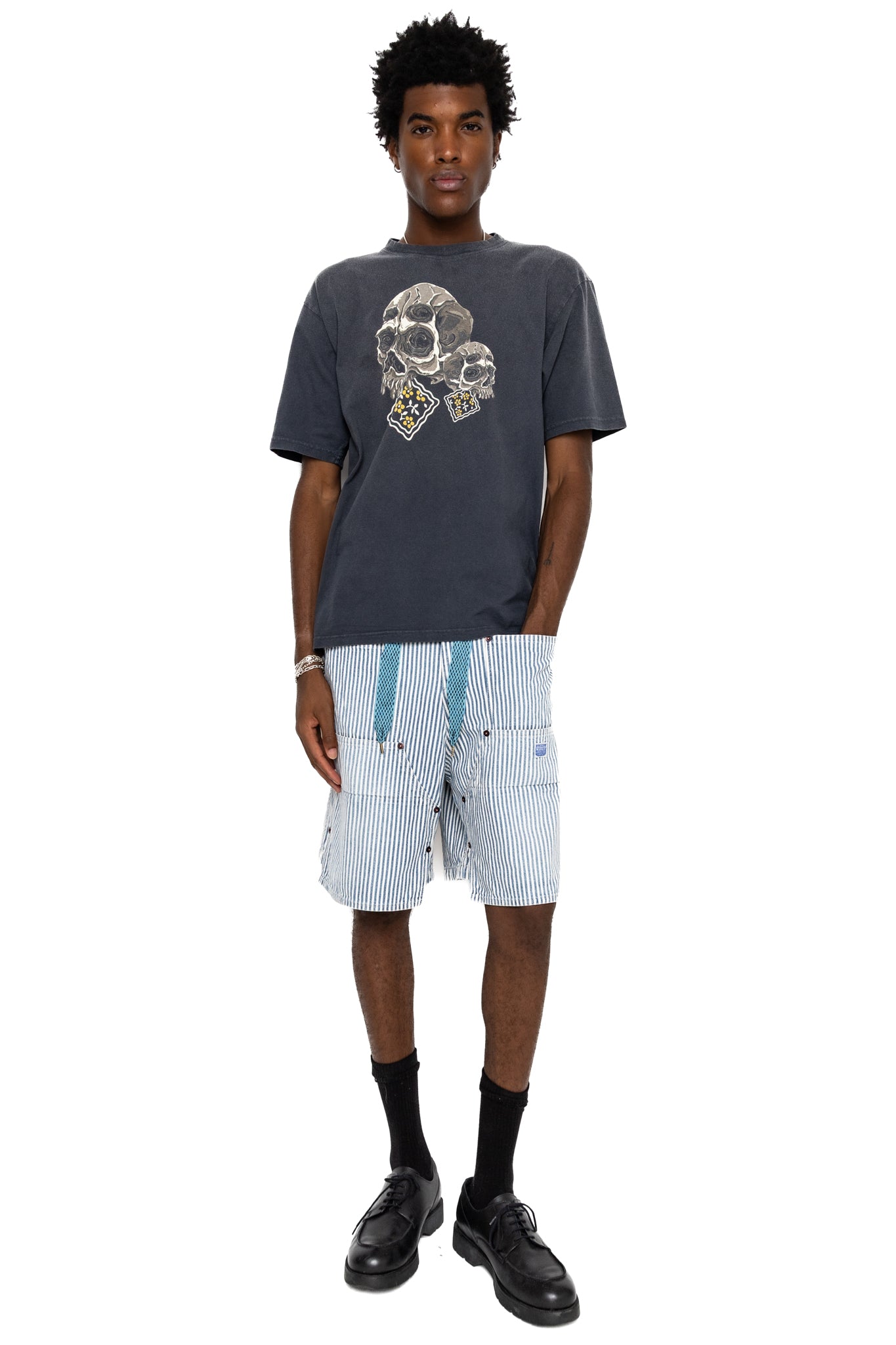 20/- Jersey Crew T (PECKISH Rain Skull) - Black