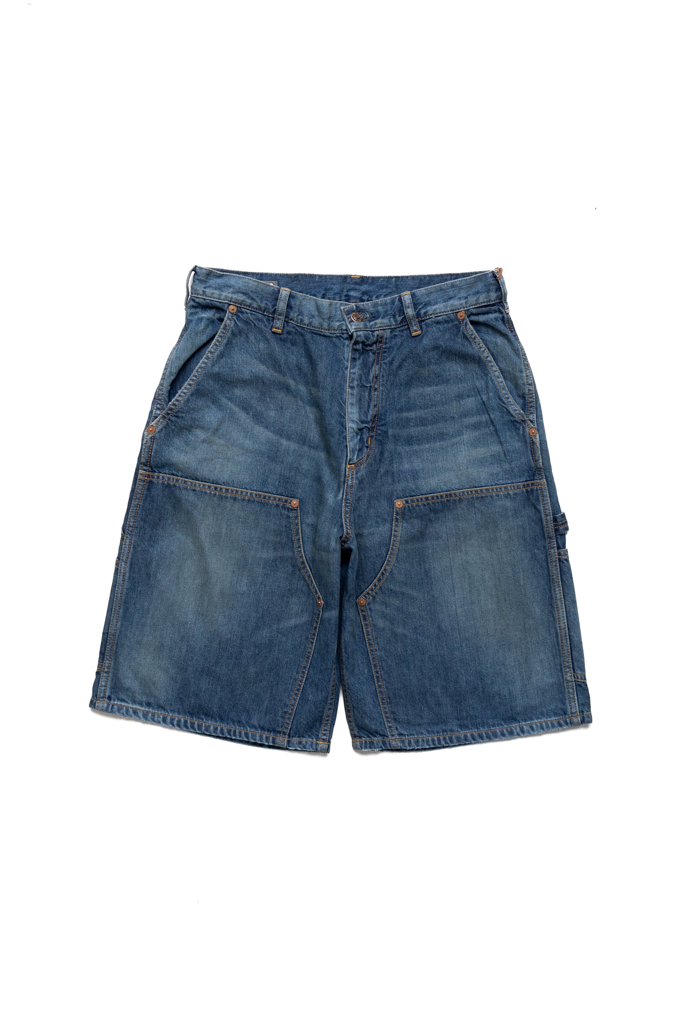 Double Knee Denim Work Shorts - Faded