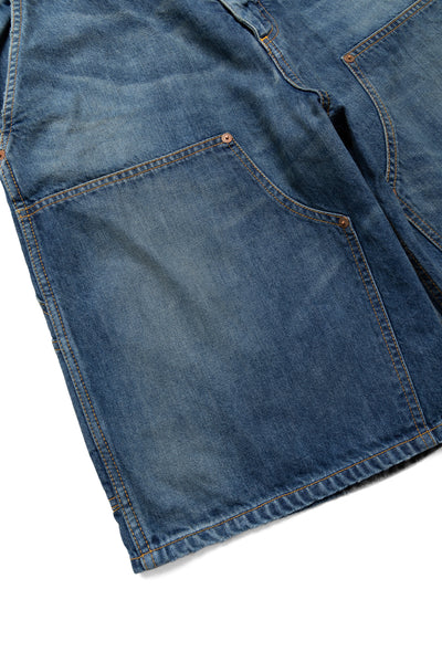 Double Knee Denim Work Shorts - Faded