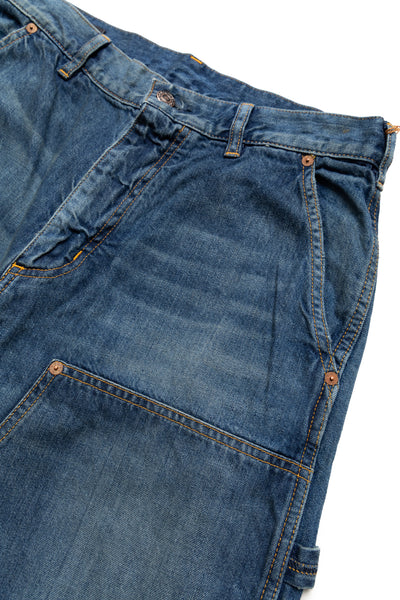 Double Knee Denim Work Shorts - Faded