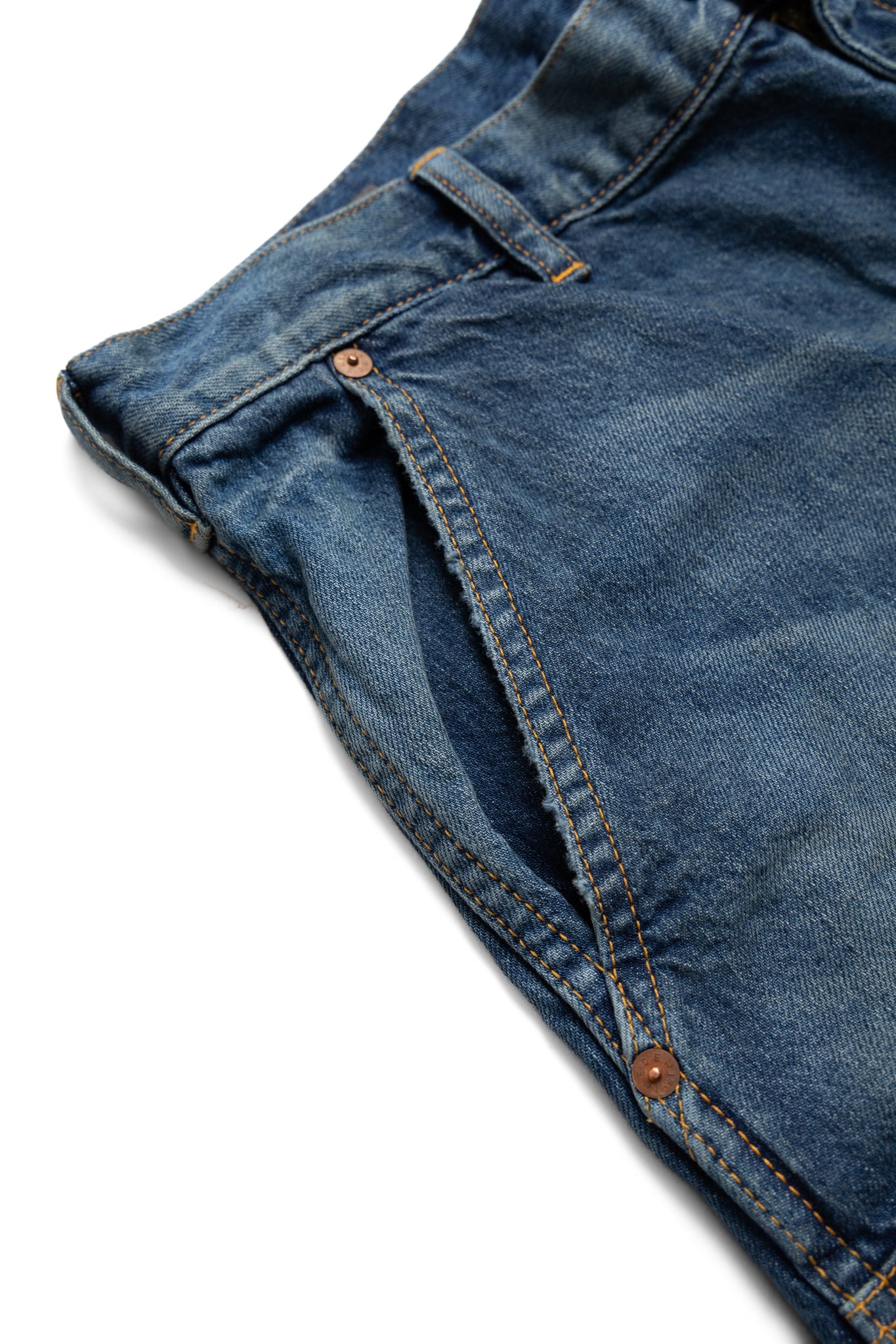 Double Knee Denim Work Shorts - Faded