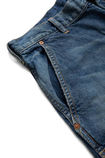 Double Knee Denim Work Shorts - Faded