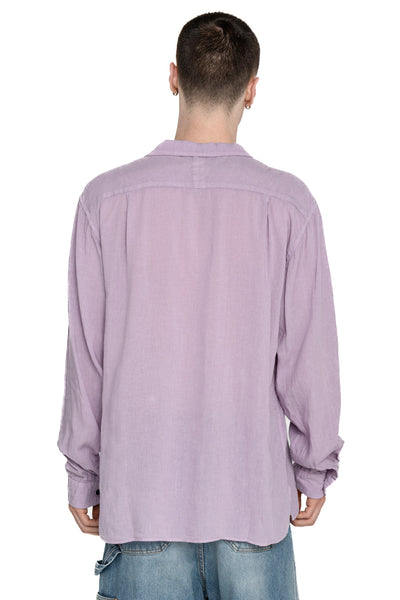 Soft Linen Open Collar Shirt - Lavender