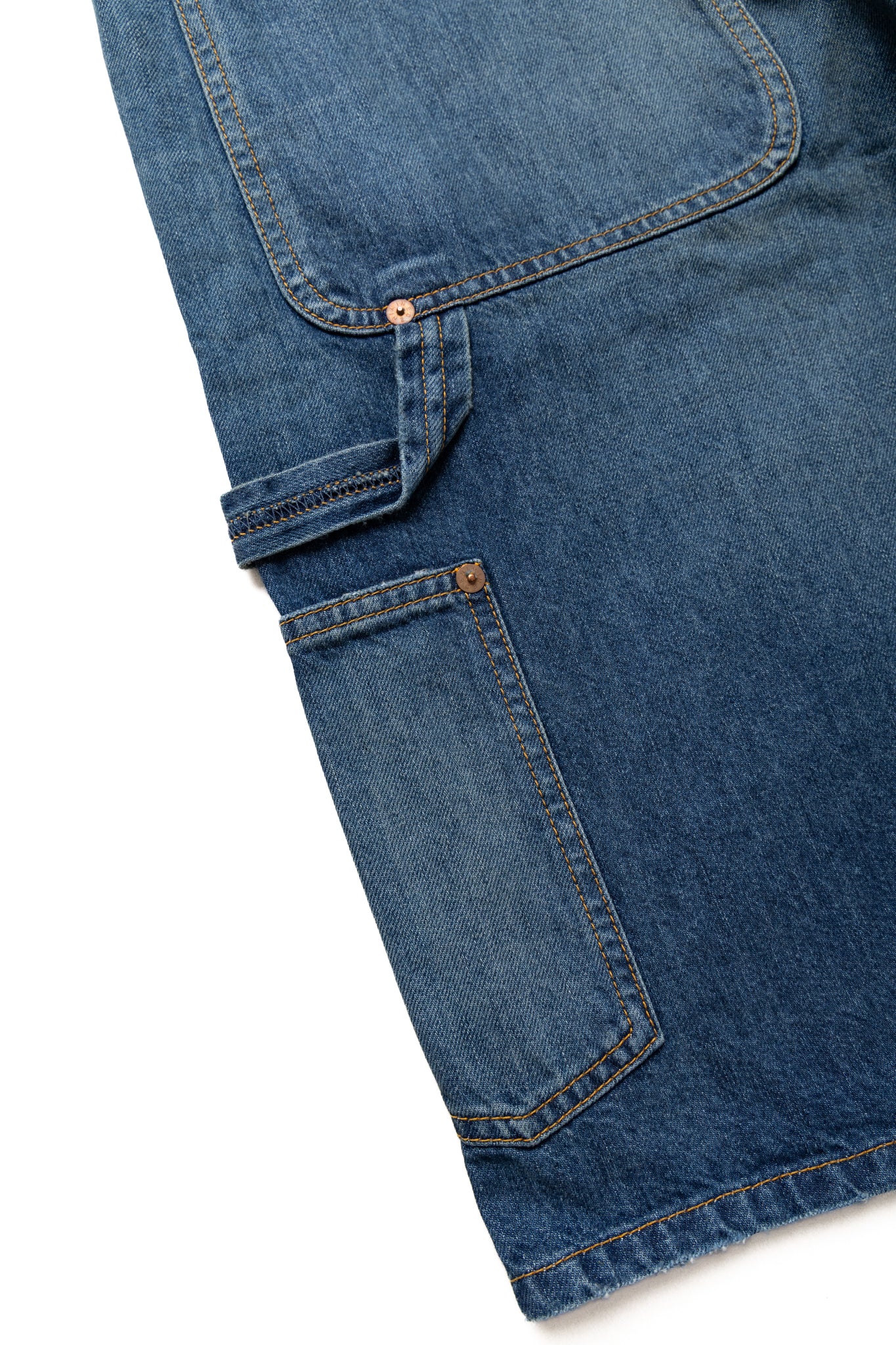 Double Knee Denim Work Shorts - Faded