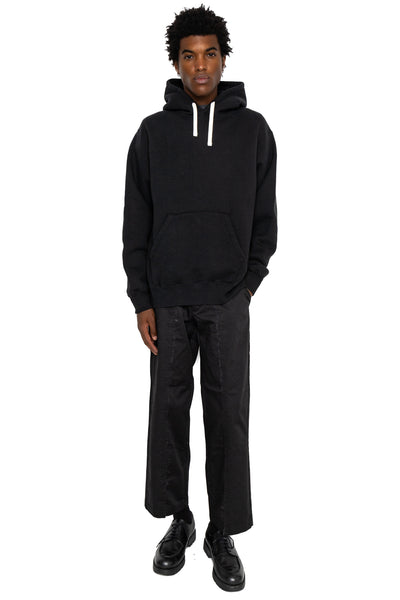 Sweat Pullover Hoodie Raised Back - Black
