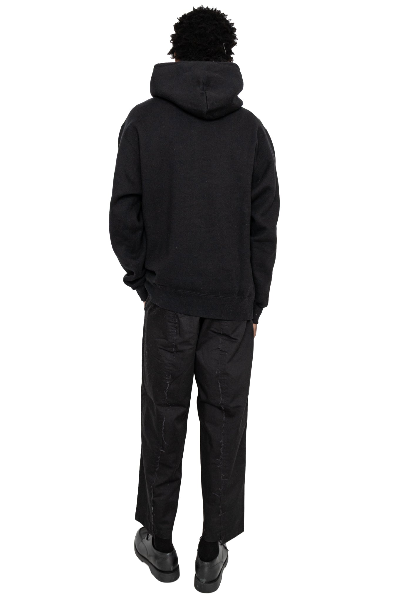 Sweat Pullover Hoodie Raised Back - Black
