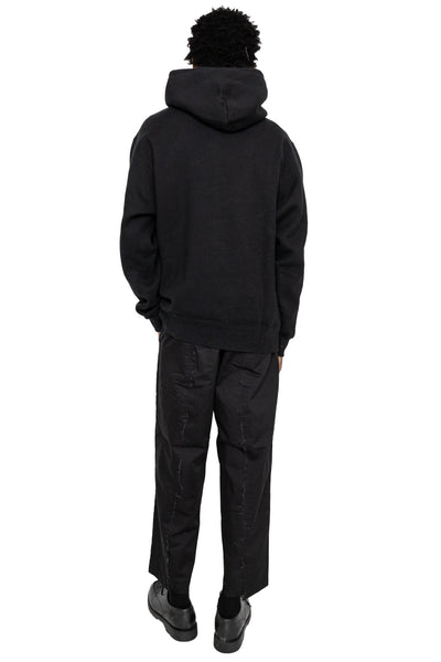 Sweat Pullover Hoodie Raised Back - Black