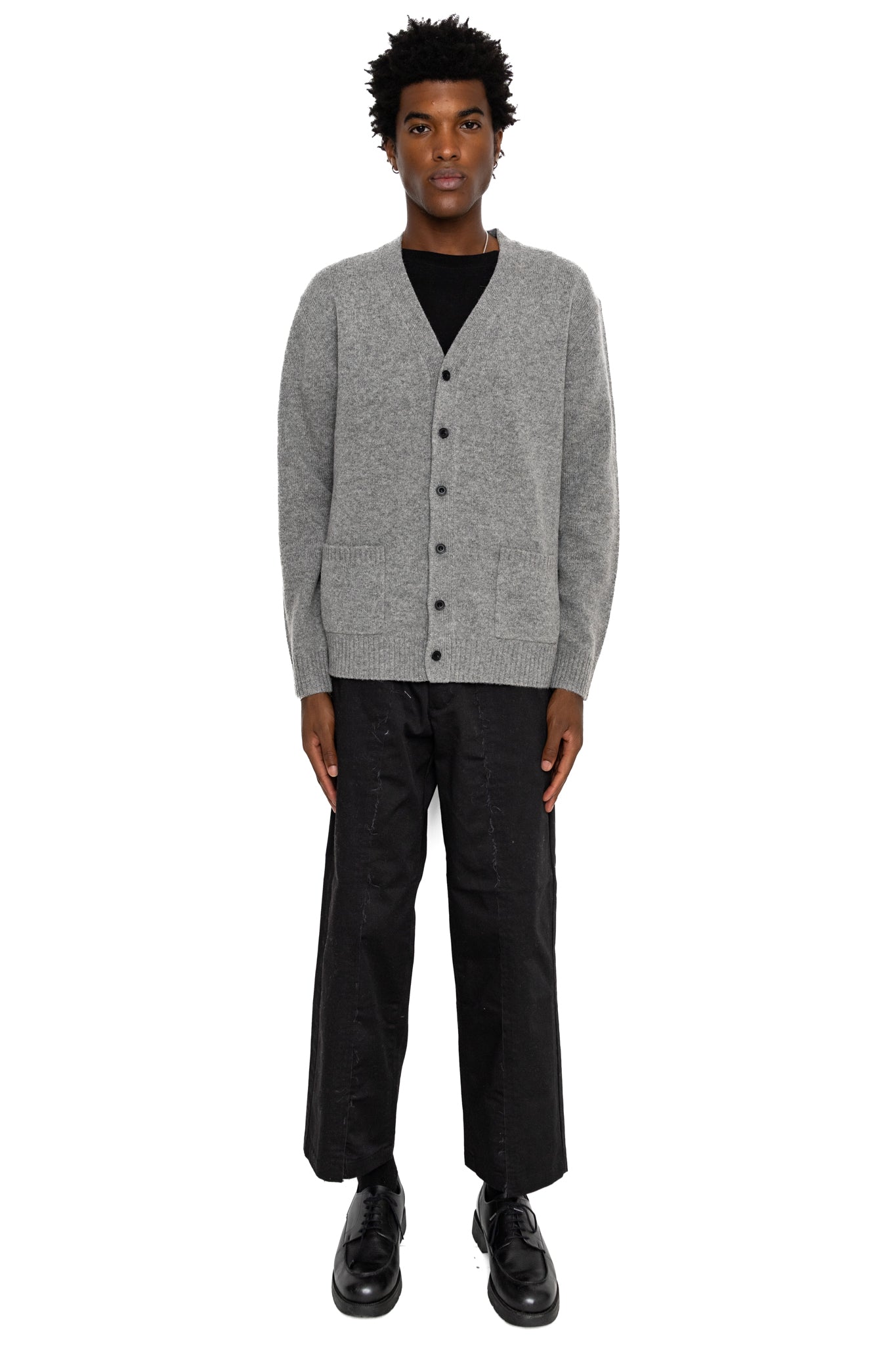 Cardigan Elbow Patch 7G - Grey