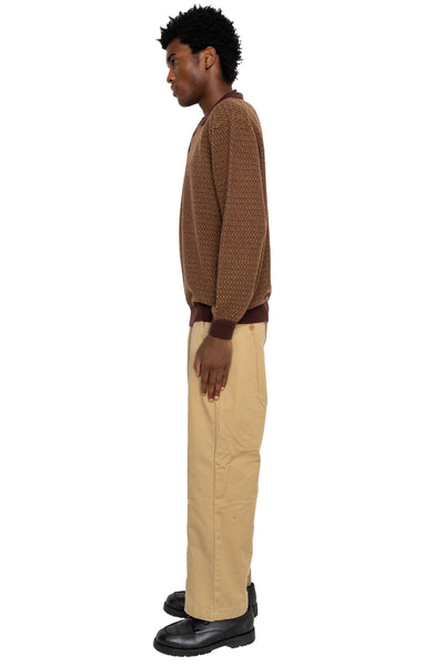 Knit Polo Diamond Pattern - Brown