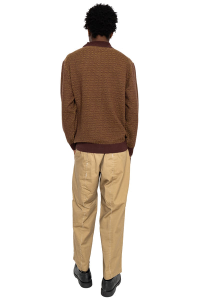 Knit Polo Diamond Pattern - Brown