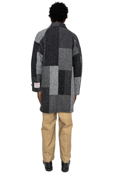 Bal Collar Coat Harris Tweed Patchwork - Grey