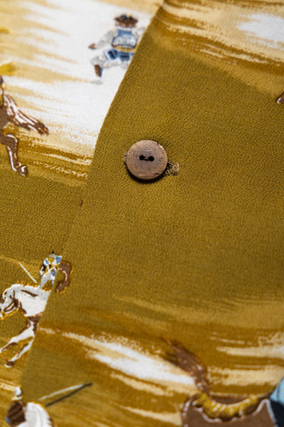 Kapital Rayon Aloha Shirt in Gold - lightweight shirt with Japanese motif 