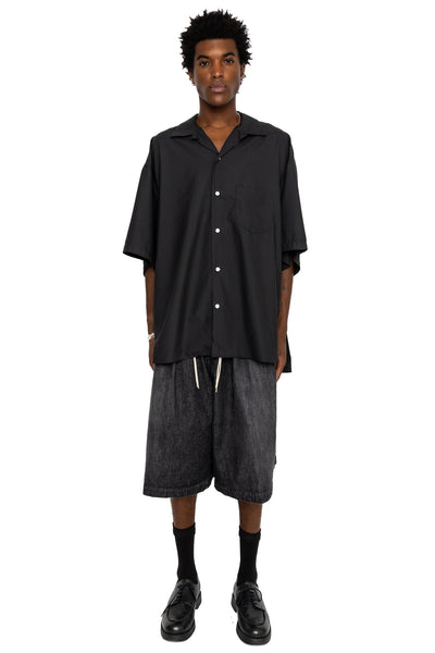 Circular Short Pants Denim Damaged - Black