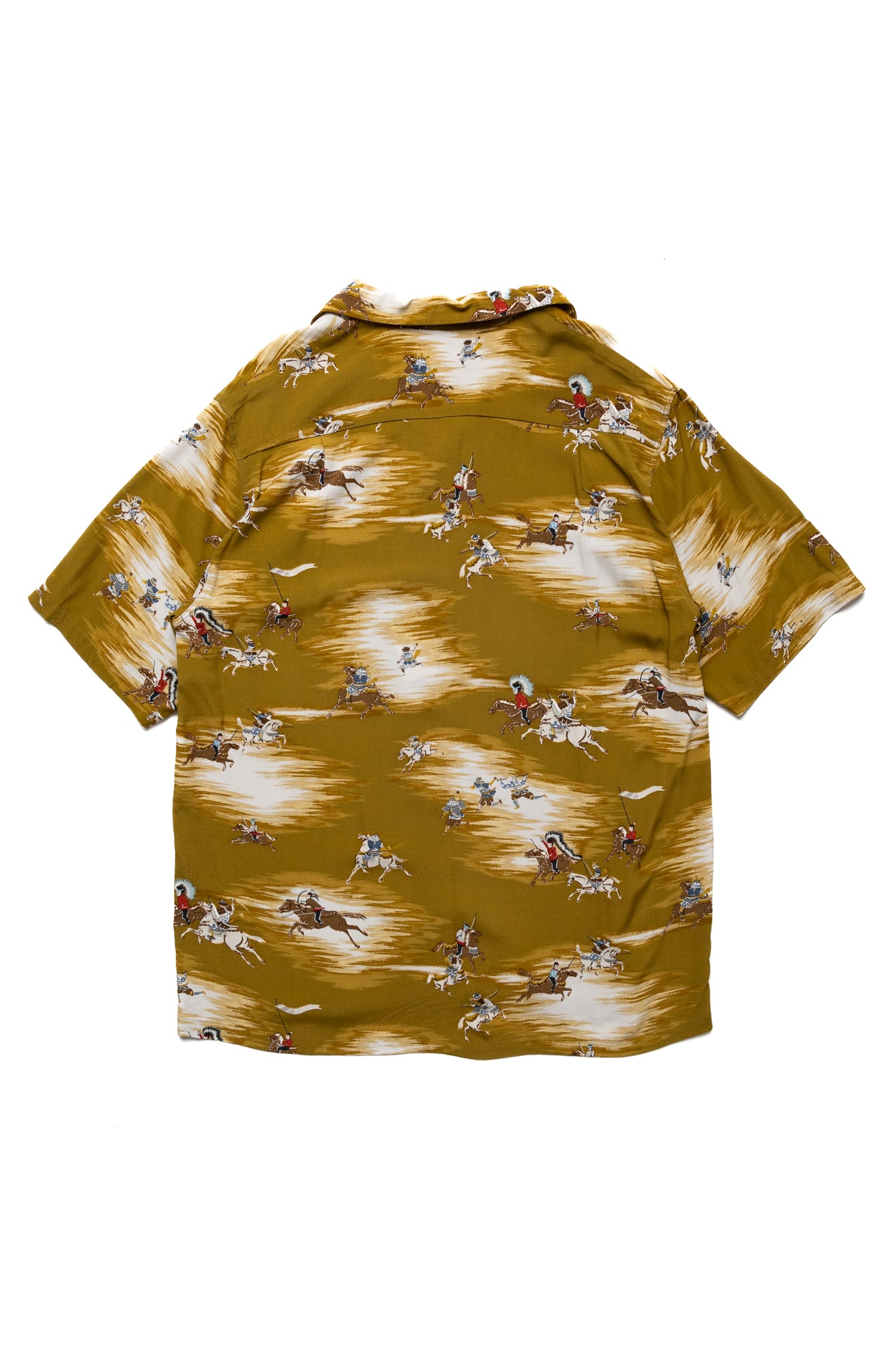 Kapital Rayon Aloha Shirt in Gold - lightweight shirt with Japanese motif 