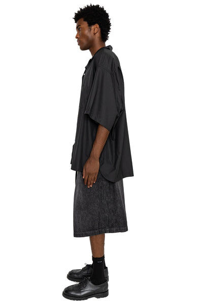 Circular Short Pants Denim Damaged - Black