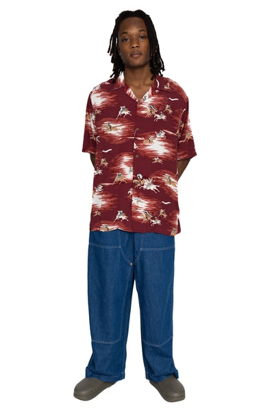 Rayon KAMIKAZE Aloha Shirt - Burgundy