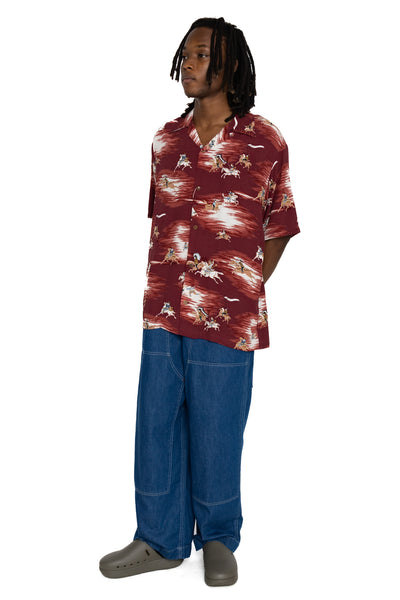Rayon KAMIKAZE Aloha Shirt - Burgundy